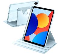 A-BEAUTY Coque Rotative Compatible avec Xiaomi Redmi Pad SE 8,7" 4G 2024 avec Porte-Stylo, Étui Housse de Protection Rotation à 360 Degrés Support, Dos Transparent, Bleu Ciel