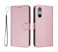 A-BEAUTY Étui de protection à rabat pour Fujitsu Arrows We3 (F-52G) Rose | Étui portefeuille en cuir synthétique résistant aux chocs avec 3 emplacements pour cartes, béquille, blocage RFID, dragonne