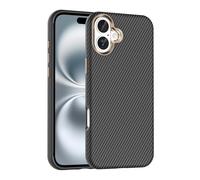 A-BEAUTY Étui magnétique compatible avec iPhone 16 Plus 6,7 pouces, texture cuir fibre de carbone, protection fine antichoc contre les chutes, noir
