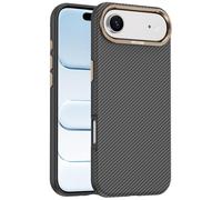 A-BEAUTY Étui magnétique compatible avec iPhone Air 6,5 pouces, coque de téléphone en cuir texturé en fibre de carbone, protection fine antichoc contre les chutes, noir