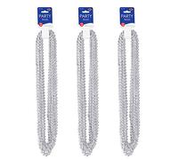 A Beistle Creation S50570-SAZ3 Small Round Beaded Plastic Party Necklaces 36 Piece Mardi Gras Supplies Cadeaux d'anniversaire, Argent, 83,8 cm, Lot