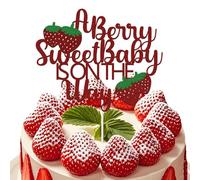 A Berry Sweet Baby Is On The Way Décorations pour douche bébé Un gâteau à fraise Décorations pour fête sur thème fraise pour l'été Décorations pour fête de bienvenue Nouveau bébé Anniversaire