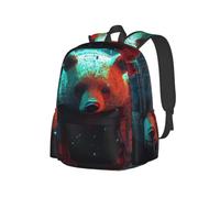 A Big Bear se posant sur le sol avec les deux mains Sac à dos léger pour voyage, randonnée, trajets quotidiens, affaires, sac à dos pour ordinateur portable rose pour homme et femme