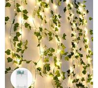 A.bigwhale Guirlande lumineuse de lierre artificiel, guirlande lumineuses d'intérieur 6m 60 LED, guirlande lumineuse à piles chambre, led feuilles décoration pour fête de mariage