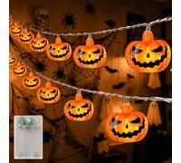 A.bigwhale Guirlande lumineuse d'Halloween citrouille avec minuterie, lumière décorative d'Halloween, 3 m, 20 LED, guirlande lumineuse d'intérieur Jack-O-Lanterne pour fête, jardin, fenêtre