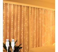 A.bigwhale Lot de 2 guirlandes lumineuses 2 x 2 m - 200 LED - Guirlande lumineuse suspendue USB - Blanc chaud - Pour mariage, fête, Noël, mur, fenêtre, chambre à coucher