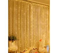 A.bigwhale Rideau Lumineux Blanc Chaud 200LED, 2mx2m LED, Intérieur Chaîne Lumineuse USB pour Noël Mariage Fenêtre Mur Chambre Fête Décoration