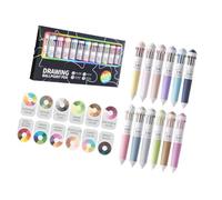 à bille rétractable 10 couleurs avec poignée, 12 sticks | 10 couleurs d ' encre sélectionnables, boutons de commande individuels, d ' écriture multicolore pour prendre des
