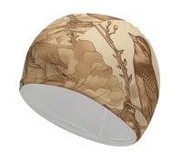 A Bird in The Field Bonnet de bain pour adulte, tissu élastique, bonnet de bain confortable pour cheveux longs et courts