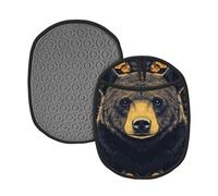 A Black Bear Is Among The Flowers - Tapis de casserole en silicone - Gants de four en vrac imprimés - Pour cuisine et restaurants - 24 x 19 cm