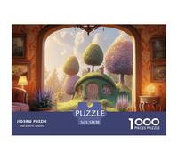 A Black Cat Sits on The Red Sofa 1000 Pcs Papier Premium Puzzle Pastel Cats & Hobbit Style House Stimulant Jigsaw Jouet Éducatif Déco pour Adultes 52x38cm/1000pcs