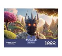 A Black Demon King 1000 Pièces Puzzles Armored Fantasy Knight Défiant Et Éducatif Puzzle pour Adultes Et Enfants Jeu Familial 70x50cm/1000pcs