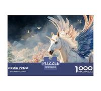 A Blue Mythical Horned Beast with Wings 1000 Pcs Carton Extra-épais Lot de Puzzles Horse with Wings Stimulant Et Éducatif Jeu Familial Puzzles As Birthday Gifts 38x26cm/1000pcs