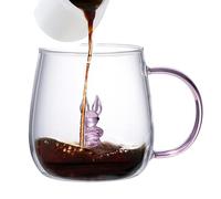 à boire de dessin animé - Collection de tasses en verre borosilicate de haute qualité de 380 ml, ensemble de vaisselle en verre résistant à la chaleur avec motif animal | de