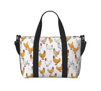 A Brood Of Chickens Grand sac de voyage pliable et léger avec imprimé poulets, sac fourre-tout de nuit, sac de sport, d'hôpital, de yoga pour homme et femme, noir, taille unique, Noir , Taille unique