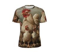 A Brood of Chickens T-shirt à manches courtes pour homme Imprimé Respirant Athlétique Gym Sports d'été Mode Fitness, Noir, XS
