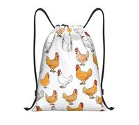 A Brood of Chickens Titre : Sac de sport léger avec cordon de serrage - Sac de sport pliable résistant à l'eau avec bandoulière réglable, idéal pour le sport, le yoga, les voyages et l'école, Noir , M
