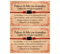 A BUENOS PRECIOS Bracelet fil rouge avec tourmaline noire cylindrique véritable - Amulette contre le mauvais œil pour femme et homme - Guérison et guérison énergie négative - Bracelets réglables, 10