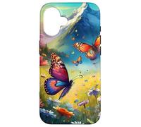 a Bunch of Butterflies Playing surrounds of Daisy Flowers Coque pour iPhone 16