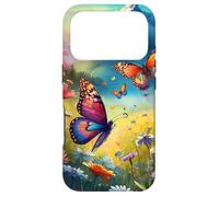 a Bunch of Butterflies Playing surrounds of Daisy Flowers Coque pour iPhone 17 Pro