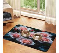 a Bunch of Roses Tapis de nourriture pour animaux domestiques 43,7 x 30 cm Tapis d'alimentation en cuir synthétique absorbant antidérapant avec fond en caoutchouc à séchage rapide pour gamelles pour