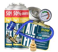 A/C FIX Recharge clim 3en1 R1234yf - 2x235 g avec Tuyau et Adaptateur HP/LP - Climatisation - Climatiseur Voiture - Recharge climatisation Voiture - ECO