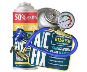A/C FIX Remplacement du gaz Refrigerant 3en1 R134a 1x235 g pour Climatisation manometre clim, Climatiseur - Flexible climatisation - Recharge climatisation Voiture - Gaz R134a - ECO