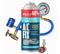 A/C FIX Remplacement du gaz refrigerant R134a 1x235 g pour Climatisation avec Tuyau, Manom?tre et Adaptateur HP/LP pour Climatisation -Recharge climatisation voiture - ECO