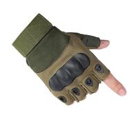 A.C.I.L. Gants de Protection sans Doigts avec Coque TPU, Anti-Dérapants, pour Moto, Cyclisme, Airsoft et Randonnée - Half Finger Protective Riding Gloves with Knuckle Guard (Dark Green, Large)