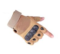 A.C.I.L. Gants de Protection sans Doigts avec Coque TPU, Anti-Dérapants, pour Moto, Cyclisme, Airsoft et Randonnée - Half Finger Protective Riding Gloves with Knuckle Guard (Khaki, X-Large)