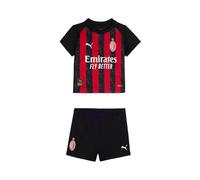 A.C. Milan Babykit Course Home, Saison 2025/2026, Ensemble T-Shirt et Short de Football, Produit Officiel, Nouveau-né, 12 Mois