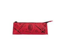 A.C. Milan Étui avec Fermeture éclair et Logo, Porte-Stylo, adapté pour l'école, Produit Officiel, Rouge