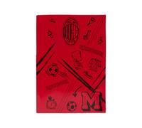 A.C. Milan Lot de 3 cahiers à rayures, 0,5 cm, format A4, pour élémentaires et moyens, produit officiel, rouge