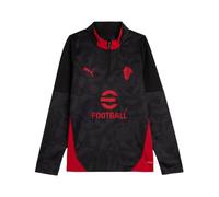 A.C. Milan - Maillot d'entraînement avec Fermeture éclair 1/4 Enfant, Sweat Course d'entraînement, Saison 2025/2026, Produit Officiel, Enfant, Noir, 8 Ans