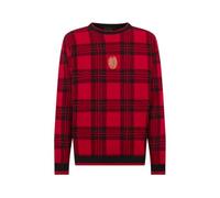 A.C. Milan Pull de Noël, Plaid Places Pattern en Coton Doux et Confortable, Produit Officiel Unisexe, L