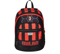 A.C. Milan Sac à dos scolaire ADVANCED Football - PATH OF VICTORY, noir rouge, sac à dos double compartiment avec poche porte-bouteille - sac à dos scolaire enfant garçon, Noir, Sac à dos double