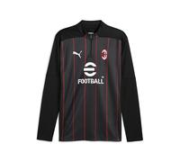 A.C. Milan - T-Shirt Prematch avec Fermeture éclair 1/4, Adulte, Maillot de Football et d'entraînement à Manches Longues, Logo AC Milan et Puma Produit Officiel, Unisexe, Noir ou Blanc
