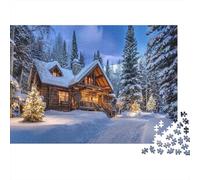 A Cabin Nestled in The Snowy Wilderness || Puzzles Amusants en Famille 1000pcs (75x50cm) Adultes