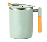 à café en acier inoxydable - isotherme à double paroi de 450 ml, verres portables | à thé thermique avec poignée et couvercle pour lait, jus, eau glacée, pour la maison, le bureau, l