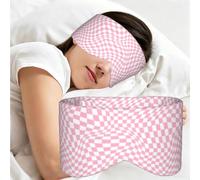 à carreaux roses, Masque de sommeil pour la maison, les voyages et le travail posté, couvrant entièrement les yeux et bloquant la lumière