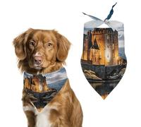 A Castle by The Lake Bandana pour chien lavable et réglable, écharpe respirante pour animaux de compagnie de petite, moyenne et grande taille, accessoire tendance mignon pour animal de compagnie