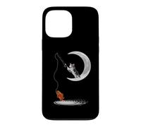 A Cat Fishing on The Crescent Moon Funny Cats Lovers Fisher Coque pour iPhone 13 Pro Max