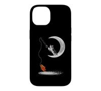 A Cat Fishing on The Crescent Moon Funny Cats Lovers Fisher Coque pour iPhone 14