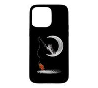 A Cat Fishing on The Crescent Moon Funny Cats Lovers Fisher Coque pour iPhone 15 Pro Max