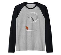 A Cat Fishing on The Crescent Moon Funny Cats Lovers Fisher Manche Raglan