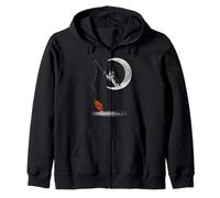A Cat Fishing on The Crescent Moon Funny Cats Lovers Fisher Sweat à Capuche