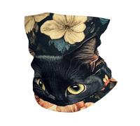 A Cat's Head is Among The Flowers Print Head Scarf Cagoule Visage Cou Écharpe Masque Bandana Cache-Cou pour Homme Femme Blanc