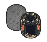 A Cat's Head Is Among The Flowers Tapis de casserole en silicone pour four Gants de four en vrac Imprimés Coussinets chauds pour cuisine restaurants 24 x 19 cm