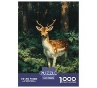 A Cerf in The forêt Puzzles 1000 Pièces Cadeau Unique Animaux Jeu Éduchatif Défi Jouet À De Qualité Supérieure Peinture Art pour Adultes Et Enfants À Partir De 14 Ans 38x26cm/1000pcs
