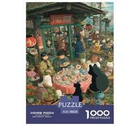 A Chaotic Cat Caf É Puzzles 1000 Pièces Cadeau Unique Jeu Éducatif Challenge Toy À De Qualité Supérieure Peinture Art pour Adultes Et Enfants À Partir De 14 Ans 38x26cm/1000pcs